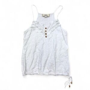 L.E.I. Vintage Y2K White Cami Tank‎ Top Size Large Boho Coquette Indie Beaded